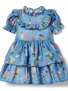 Janie and Jack Blue Floral Ruffle Tiered 5T Dress